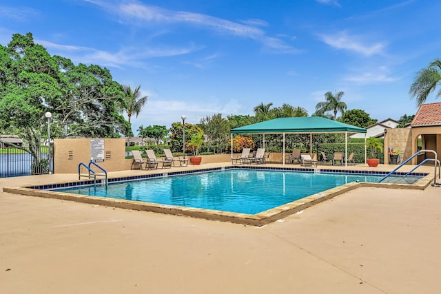 view of pool featuring a patio