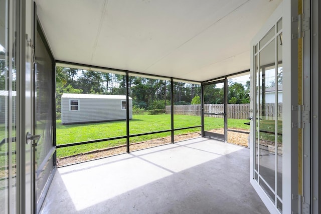 view of unfurnished sunroom