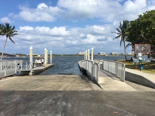 view of dock featuring a water view