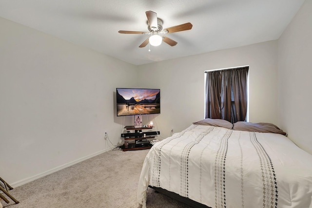 bedroom featuring carpet and ceiling fan