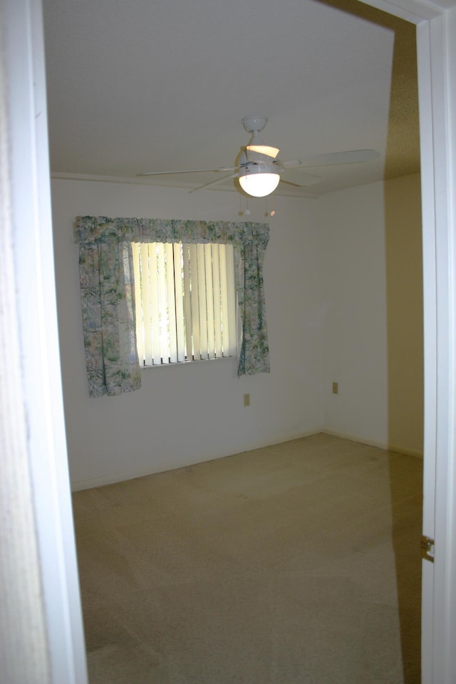 carpeted empty room with ceiling fan