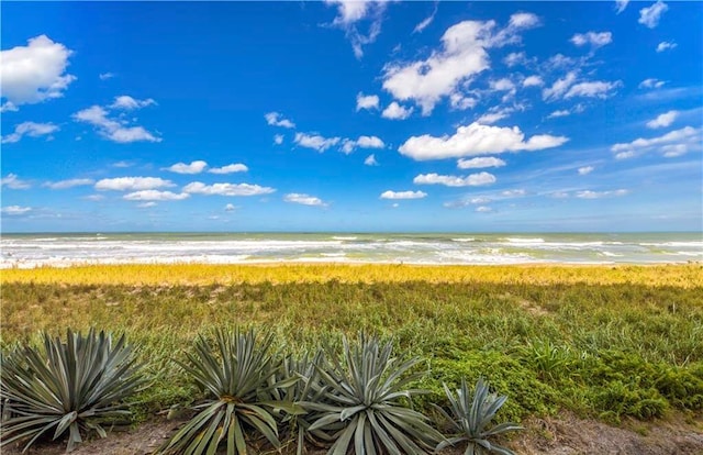 property view of water featuring a view of the beach