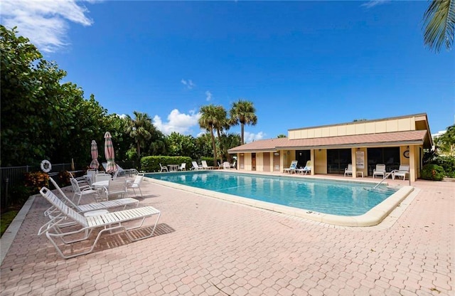 view of pool featuring a patio