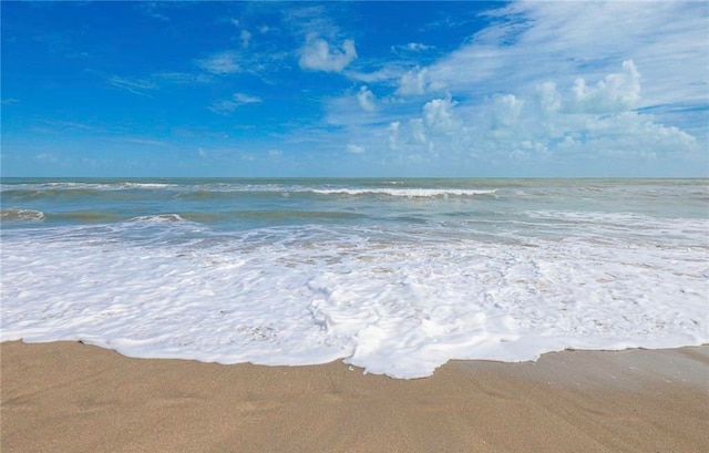 property view of water featuring a beach view