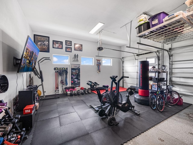 interior space with a garage door opener