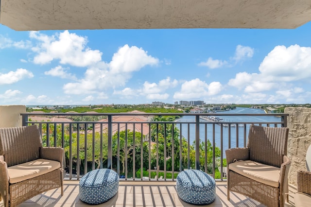 balcony with a water view