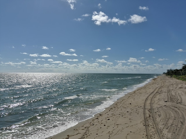 view of water feature featuring a view of the beach