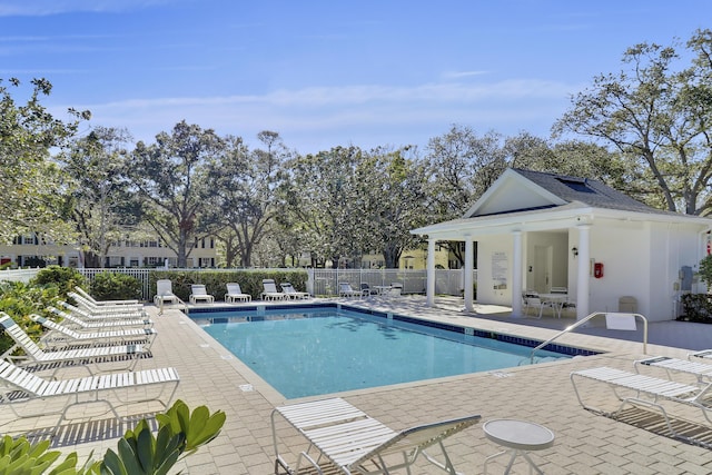 view of pool featuring a patio