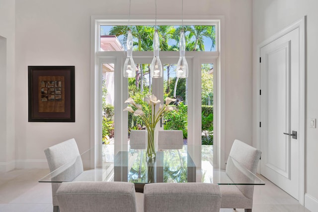 view of tiled dining room