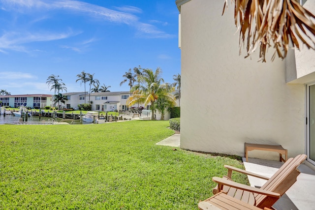 view of yard with a water view