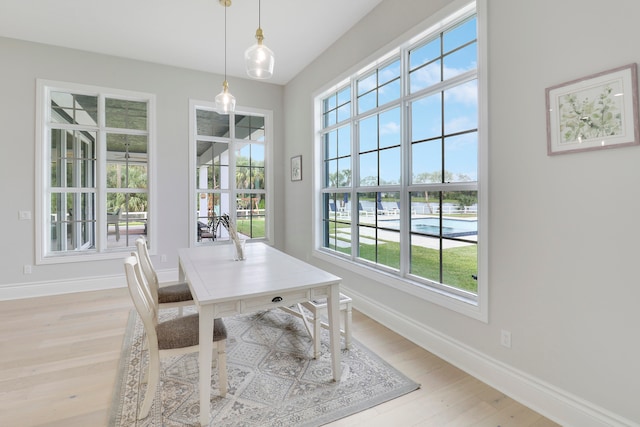 dining area featuring light hardwood / wood-style flooring