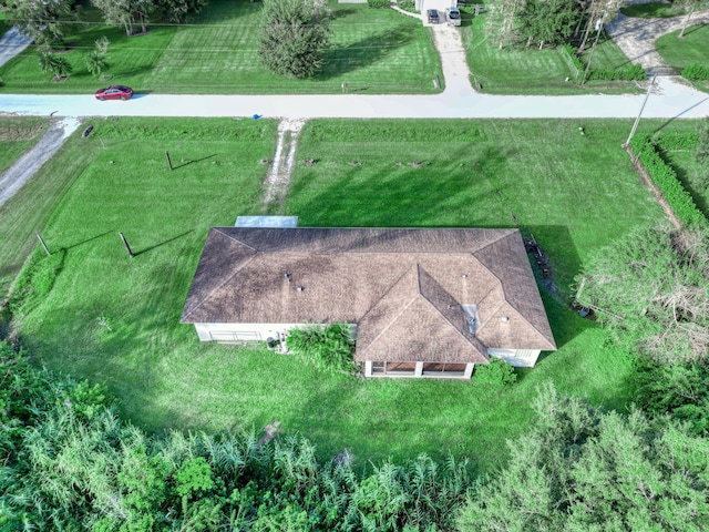 drone / aerial view with a rural view