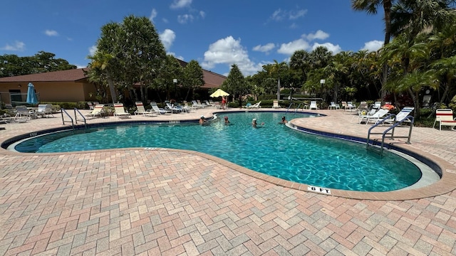 view of pool featuring a patio