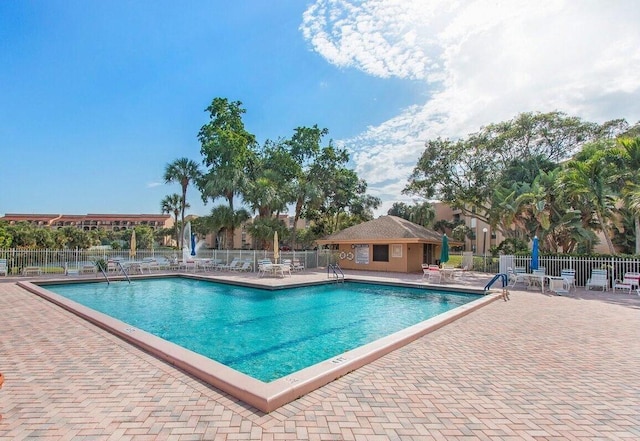 view of pool featuring a patio