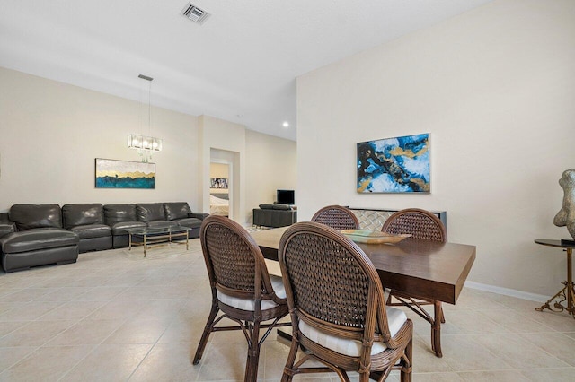 9587 Positano Way, Lake Worth, FL 33467 - dining room featuring light tile patterned floors, a chandelier, baseboards, and recessed lighting
