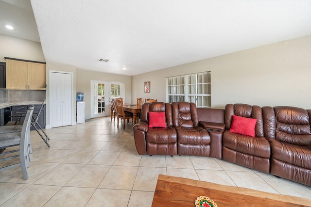 view of tiled living room