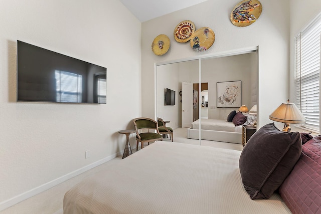 bedroom with a closet and carpet