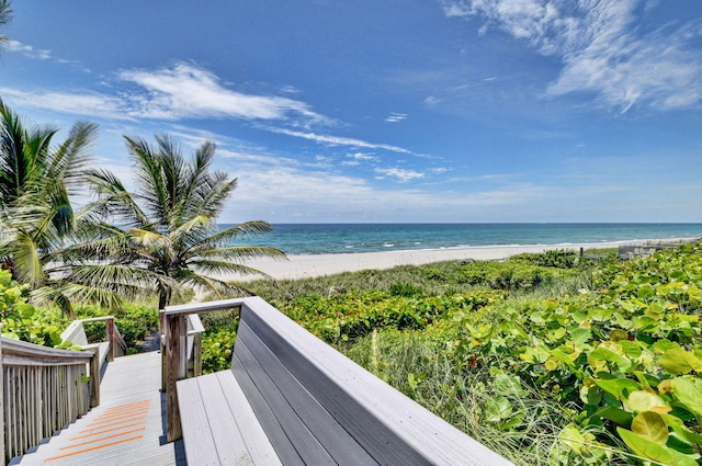 property view of water with a beach view