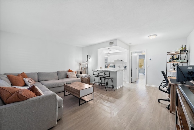 living room featuring light hardwood / wood-style flooring