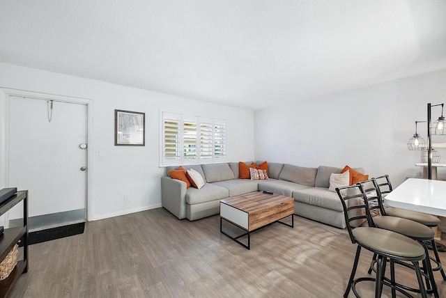 living room with light wood-type flooring