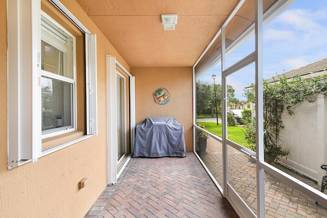 view of unfurnished sunroom