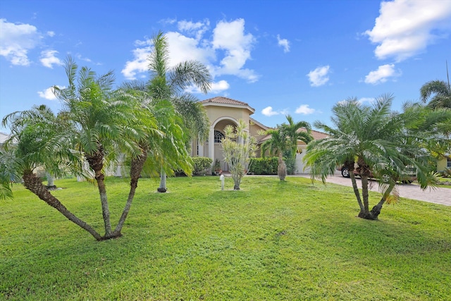 view of front facade with a front yard