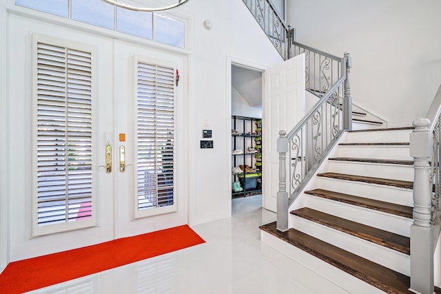 entryway featuring french doors