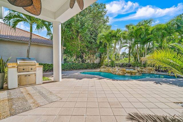 view of pool with a patio and grilling area