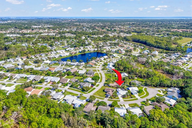 bird's eye view featuring a water view