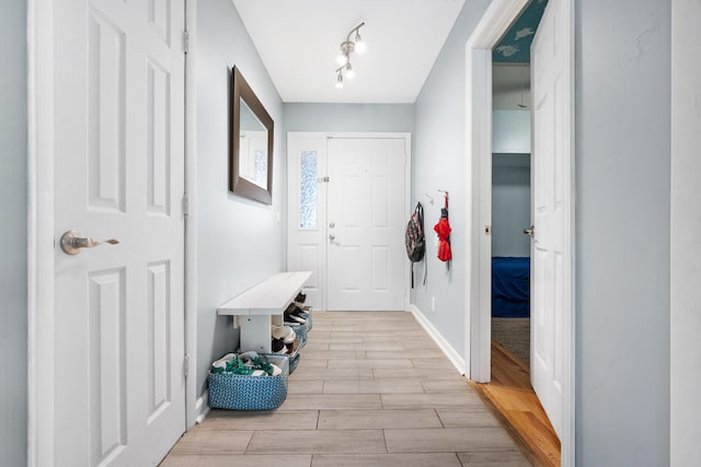 doorway featuring light wood-type flooring