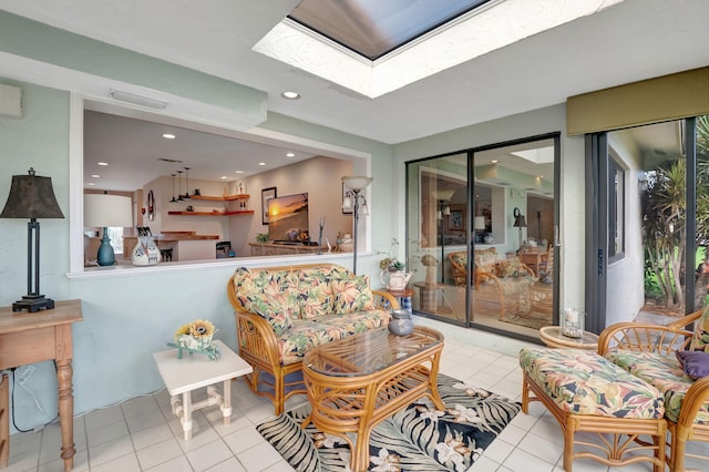 view of tiled living room