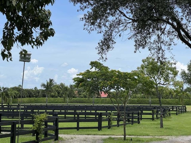 view of community featuring a yard and a rural view