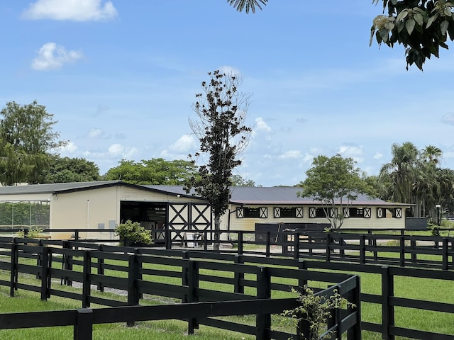 exterior space with an outbuilding