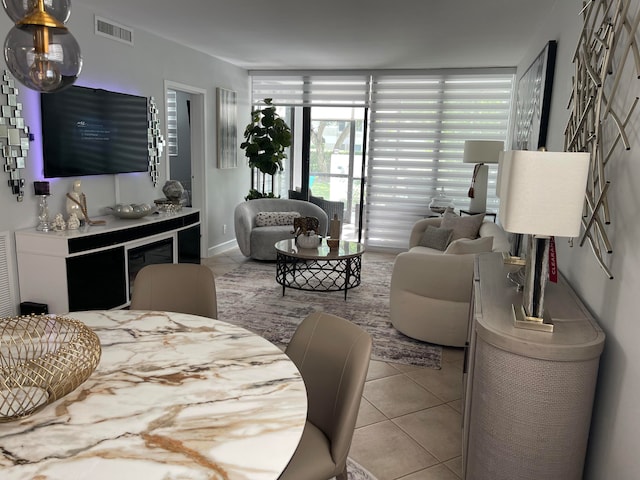 view of tiled living room