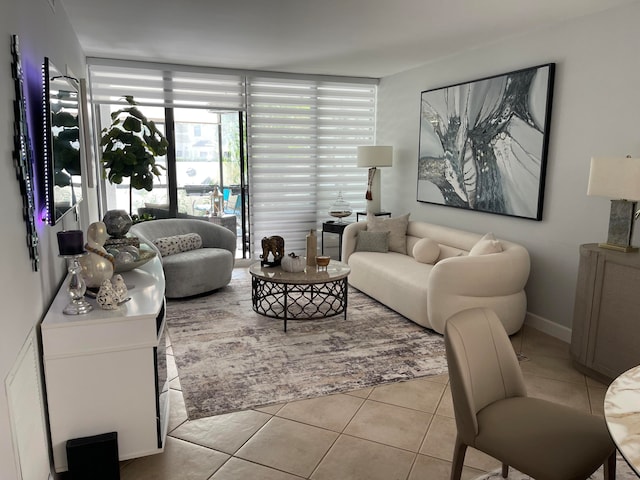 view of tiled living room