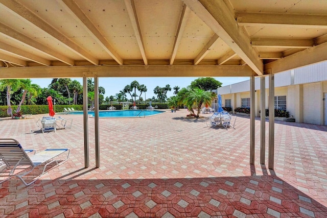 view of pool featuring a patio