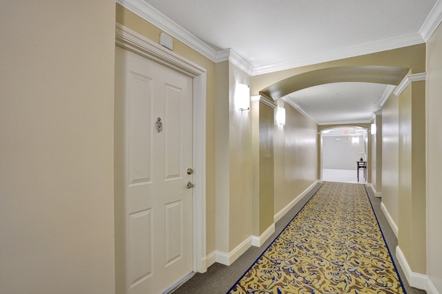 hall featuring crown molding