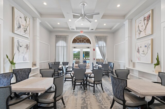 view of patio / terrace with glass enclosure, a grill, and ceiling fan