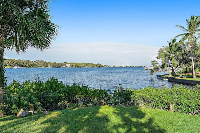 view of dock featuring a water view