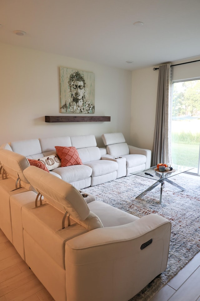 living room featuring light hardwood / wood-style floors