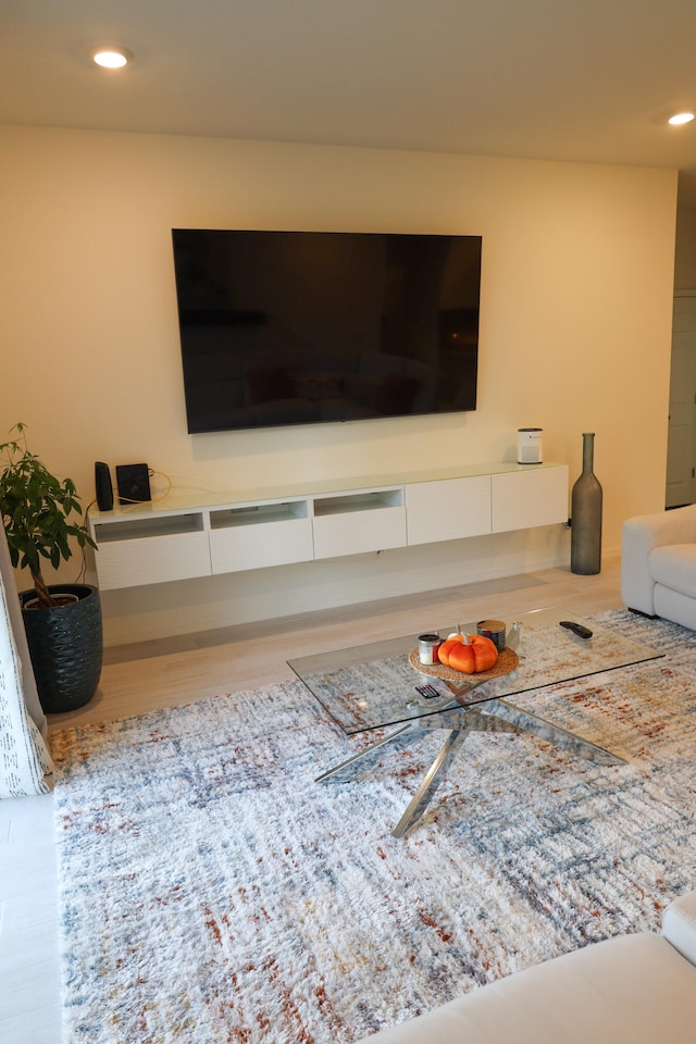 living room featuring light wood-type flooring