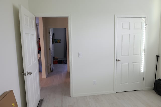 unfurnished bedroom with light hardwood / wood-style flooring