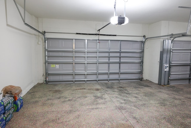 garage with a garage door opener