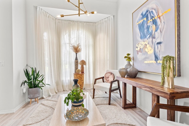 sitting room with light wood-type flooring