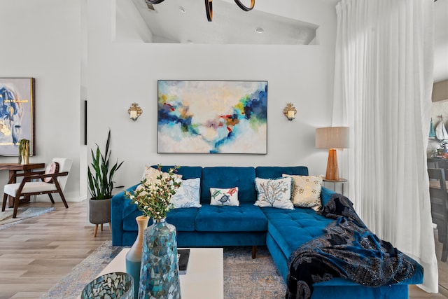 living room featuring light hardwood / wood-style floors