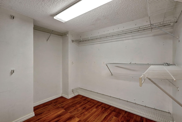 walk in closet featuring dark wood-type flooring