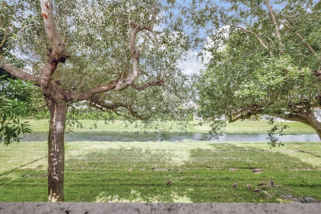 view of yard with a water view