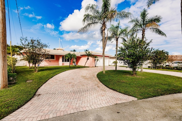 ranch-style house featuring a front yard