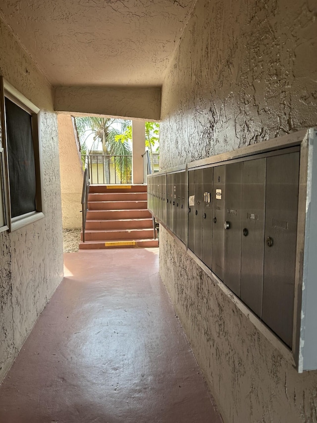 hallway with a mail area