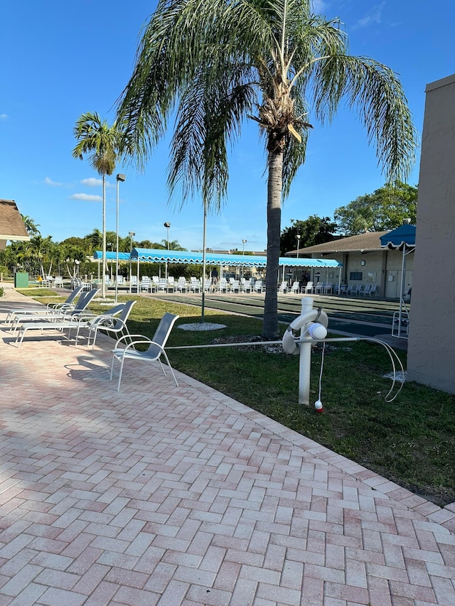 view of patio / terrace featuring a water view